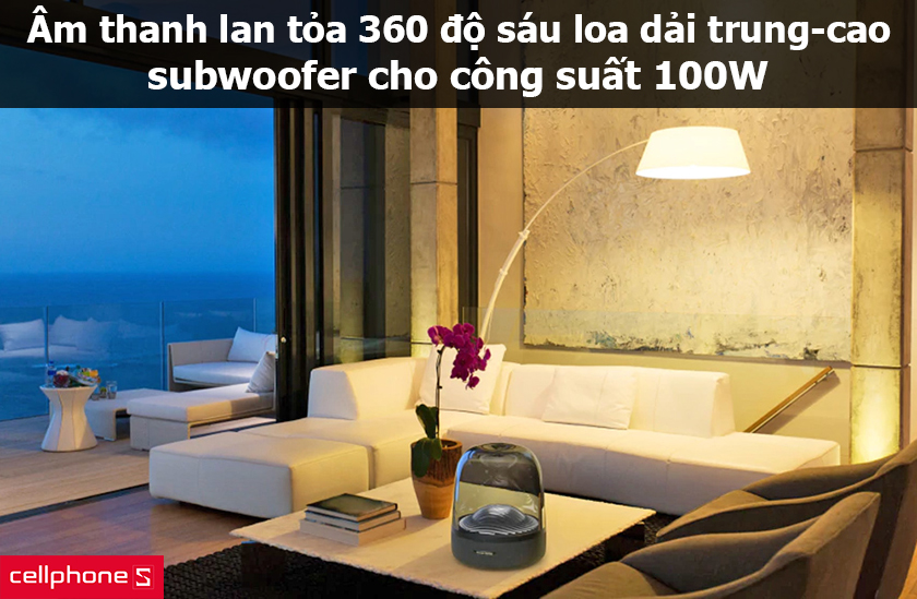 loa-bluetooth-harman-kardon-aura-studio-3-2 Âm thanh lan tỏa 360 độ, subwoofer cho công suất 100W