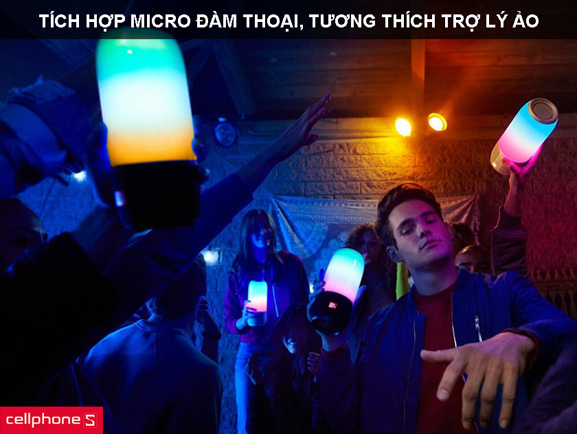 loa-bluetooth-jbl-pulse-3-4 Tích hợp micro, tương thích trợ lý ảo