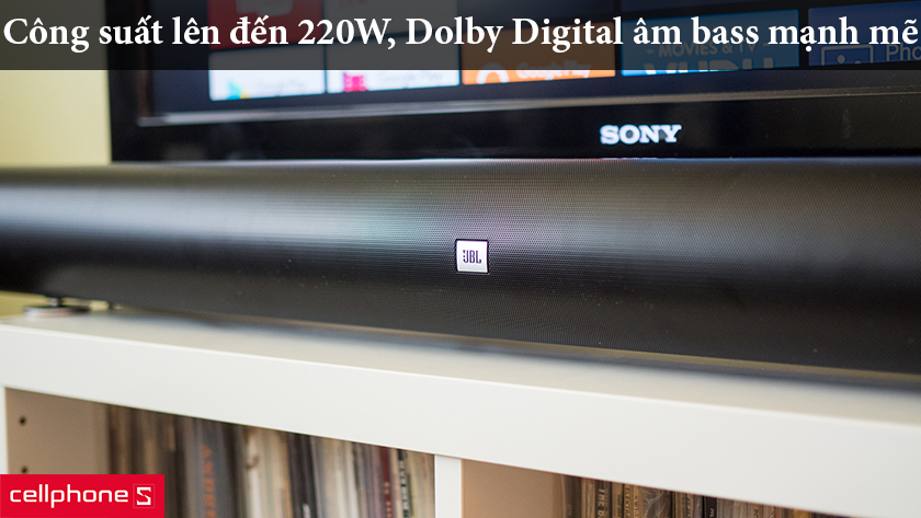 loa-tivi-jbl-sb160-2-1 Công suất lên đến 220W, Dolby Digital cho âm bass mạnh mẽ