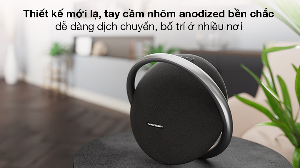 Loa Bluetooth Harman Kardon Onyx Studio 7 - Thiết kế độc đáo, màu đen sang trọng, tay cầm nhôm anodized bền chắc